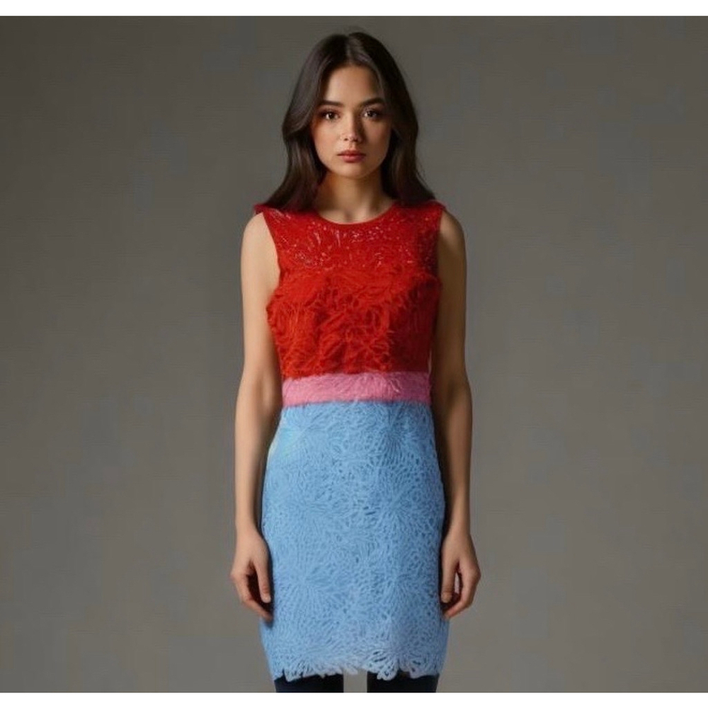 Milly Helen Color Block Lace overlay Dress Size 4